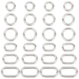 24Pcs 6 Style Zinc Alloy Spring Gate Rings, Oval & O Ring, Platinum, 4pcs/style