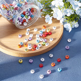 DIY Greek Alphabet Bead Stretch Bracelets Making Kits, Include Flat Round Acrylic Beads and Clear Elastic Crystal Thread, Mixed Color, Beads: 7x4mm, hole: 1.5mm, 400pcs/set, Thread: 0.6mm in diameter, 15m/roll, 1roll/set