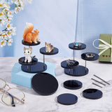 3-Tier Rotatable Acrylic Ring Display Riser Stands, Round Jewelry Organizer Risers for Minifigures, Rings, Earring Storage, Black, Finish Product: 12x12.5x7.2cm