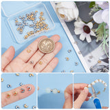 100Pcs 2 Colors 304 Stainless Steel Crimp Beads Covers, Golden & Stainless Steel Color, 4.5mm, Hole: 2mm, 50pcs/color