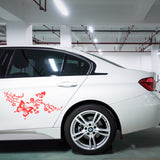 PVC Reflective Car Stickers, Waterproof Self-Adhesive Flower Butterfly Decals for Car Decoration, Red, 400x205x0.1mm