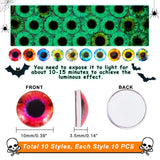 Luminous Eye Printed Glass Cabochons, Half Round/Dome, Mixed Color, 12x4mm, 100pcs/bag