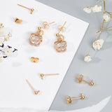 30Pcs Brass Stud Earring Findings, with Loop, with 30Pcs Brass Ear Nuts, Golden, 15x5x3mm, Hole: 1mm, Pin: 0.7mm