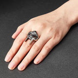 Titanium Steel Gothic Mask Finger Ring for Men Women, Antique Silver, US Size 11 1/4(20.7mm)