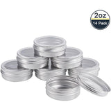 Round Aluminium Tin Cans, Aluminium Jar, Storage Containers for Jewelry Beads, Candies, with Screw Top Lid and Clear Window, Platinum, 7.05x2.5cm, Capacity: 60ml, 14pcs/box