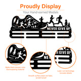 Sports Theme Iron Medal Hanger Holder Display Wall Rack, with Screws, Word Never Give Up, Running Pattern, 150x400mm