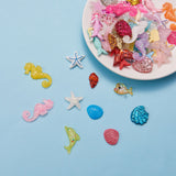 Resin Cabochons, Marine theme, with Glitter Powder, Mermaid Tail/Shell/Starfish/Dolphin/Whale/Sea Horse, Mixed Color, 100pcs/set