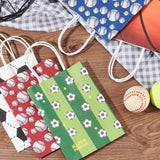 25Pcs 5 Colors Rectangle with Sport Good Pattern Paper Bags, with Handles, for Gift Bags, Shopping Bags, Mixed Color, 15x8x21cm, 5pcs/color