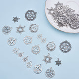 Tibetan Style Alloy Pendants, Flat Round with Star, Antique Silver, 40pcs/set