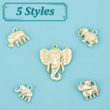 50Pcs 5 Style Rack Plating Alloy Pendants Rhinestone Settings, Golden, 12~14.5x13~16.5x2~3.5mm, Hole: 1.8~2mm, 10pcs/style