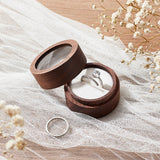 Column Wood Finger Rings Box with Acrylic Visible Window, Jewelry Box for Rings, Earring Studs Storage, White, 4.9x3.5cm