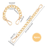 4Pcs Bag Extender Chains, with Aluminum Curb Link Chains and Alloy Swivel Clasps, Golden, 20~21.8cm, 1.15mm