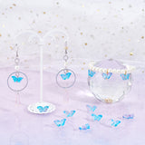 Two Tone Transparent Spray Painted Glass Beads, with Glitter Powder, Butterfly, Dodger Blue, 8x15x4.5mm, Hole: 1mm, 100pcs/box