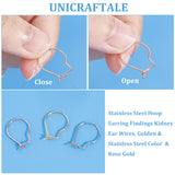304 Stainless Steel Hoop Earring Findings Kidney Ear Wires, Mixed Color, 18x13x0.8mm, 3 colors, 20pcs/color, 60pcs/box