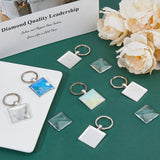 DIY Blank Square Keychain Making Kit, Including Zinc Alloy Keychain Cabochon Settings with Iron Split Key Rings, Glass Cabochons, Platinum, 30Pcs/set