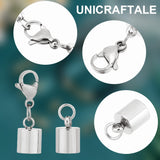 20Pcs 2 Style Stainless Steel Lobster Claw Clasps, with Jump Rings & Double 304 Stainless Steel Cord Ends, Stainless Steel Color, 12~22mm, 10Pcs/style