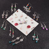DIY Earring Making, with Tibetan Style Alloy Links, Alloy Pendants, Jade/Shell/Glass Beads and Brass Earring Hooks, Mixed Color, 11x7x3cm