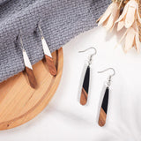 DIY Earring Making, with Resin & Wood Pendants, Iron Jump Rings & Earring Hooks, Teardrop, Mixed Color, 7.4x7.2x1.7cm