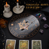 1Pc Natural Rose Quartz Dowsing Pendulum Pendant, with 1Pc Wood Custom Pendulum Board, for Witchcraft Wiccan Altar Supplies, Star Pattern, Pendant: 29~29.7cm, Board: 20x0.4cm