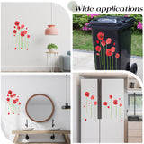 PVC Self Adhesive Floral Wall Decorative Stickers, Flower Waterproof Wall Decals for Wall Decorations, Red, 706x200x0.2mm, Sticker: 30~375x6~85mm