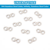 304 Stainless Steel Links, Infinity, Stainless Steel Color, 15x7.5x2mm, Hole: 4x4.5mm, 20pcs/box