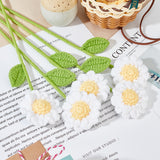 Crochet Polyester Yarn Daisy Flower Ornaments, Artificial Flower, for Home Decorations, White, 315mm