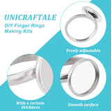 DIY Finger Rings Making Kits, with Adjustable 304 Stainless Steel Finger Rings Components, Transparent Glass Cabochons and Box Container, Flat Round, Stainless Steel Color, 8.2x8.2x2.7cm, 60pcs/box