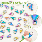 Vacuum Plating 304 Stainless Steel Lobster Claw Clasps, Rainbow color, 15x10x4mm, Hole: 2.2mm, 30pcs/box