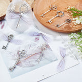 DIY Kits, Including 30Pcs 6 Style Key Alloy Pendants, 30Pcs 3 Colors Dragonfly Wing Organza Fabric and 1 Roll Clear Elastic Crystal Thread, Mixed Color, Key Pendants: 5pcs/style