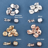 64Pcs 304 Stainless Steel Clip-on Earring Setting, with Silicone Earring Pads, Flat Round, Mixed Color, Tray: 12mm, 14x8mm, 8pcs/color, 4 colors, 32pcs