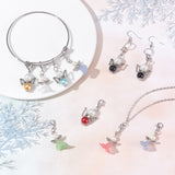 40Pcs 2 Styles Acrylic & Alloy Pendants, with Glass Beads, Alloy Beads & Lobster Claw Clasps, Angel, Mixed Color, 38mm, 20Pcs/Style