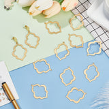 12Pcs Brass Retro Hollow Pendants, Flower Frame, Golden, 49x37.5x1mm, Hole: 1.6mm