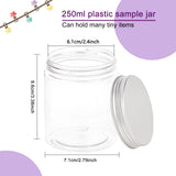 Plastic Empty Cosmetic Containers, with Aluminum Screw Top Lids, with Chalkboard Sticker Labels, Clear, 8.6x7.1cm, Capacity: 250ml