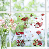 8 Sheets 8 Styles Valentine's Day PVC Waterproof Wall Stickers, Self-Adhesive Decals, for Window or Stairway Home Decoration, Rectangle, Gnome, 200x145mm, about 1 sheets/style