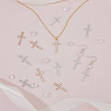 48Pcs 3 Colors Alloy Rhinestone Pendants, Cross Charms, Mixed Color, 27x14.5x2.5mm, Hole: 1.8mm, 16pcs/color