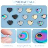 80Pcs 4 Style 201 & 304 Stainless Steel Charms, Stamping Blank Tag, Heart, Real Gold Plated & Stainless Steel Color, 5x6x1mm, Hole: 1mm, 20pcs/style