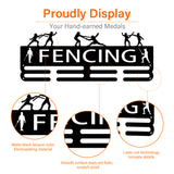 Fashion Iron Medal Hanger Holder Display Wall Rack, 3 Line, with Screws, Word Fencing, Sports Themed Pattern, 150x400mm