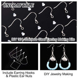 DIY 304 Stainless Steel Earring Making Kits, include Earring Hooks & Wire Pendants, Plastic Ear Nuts, Stainless Steel Color