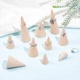 BeechWood Ring Displays, Cone Shaped Finger Ring Display Stands, BurlyWood, 2.95x3.95~79cm, 3pcs/set