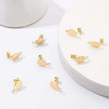 Brass Stud Earring Findings, with Loop, and Brass Ear Nuts, Earring Backs, Real 18K Gold Plated, Brass Finding: 10pcs/kind