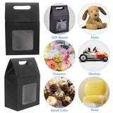 Rectangle Paper Storage Gift Boxes with Clear Window, Gift Packaging Case for Wedding Party Supplies, Black, 9.8x6x15cm