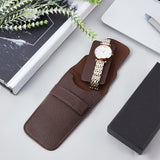 Portable PU Leather Single Watch Pouch Storage Bags, Envelope Style Watch Travel Case Organizer for Men and Women, Coconut Brown, 14x7.8x0.65cm