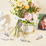 10Pcs Angel Alloy Pendants Decoration, with Satin Ribbon, Glass Beads & Cabochons, Iron Eye Pin, White, 95mm