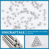 304 Stainless Steel Beads, Cube, Stainless Steel Color, 3x3x3mm, Hole: 1.6mm, 100pcs/box