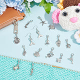 Sea Animal Theme Tibetan Style Alloy Pendant Decoration, with Lobster Claw Clasps, Antique Silver & Platinum, 30~38mm, 15 style, 2pcs/style, 30pcs/set