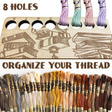8-Position Wood Embroidery Thread Storage Trays, Laser Cut Thread Spool Organizer Holder, with Swivel Clasp, Book, 100x60x3mm, Hole: 10mm