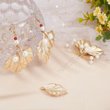 Brass Pendants, Leaf, Real 18K Gold Plated, 43x29x6mm, Hole: 1.2mm, about 12pcs/box
