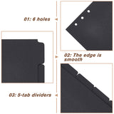 A6 5 Sheets Paper Binder Dividers, Index Page Tab for Planner & Notebook & Loose Leaf Binders, Rectangle, Black, 173x104x0.3mm, Hole: 5mm