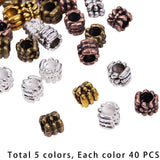 Tibetan Style Alloy European Beads, Large Hole Beads, Column with Flower, Mixed Color, 6.5x7.5mm, Hole: 4.5mm, 200pcs/box