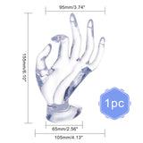 1Pc Plastic Ring Display Hand Model, for OK, Clear, 10.5x6.5x15.5cm